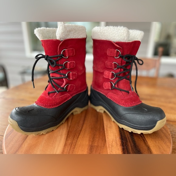 Lands’ End Red Faux Suede Removable Liners Snow Duck Boots Boys Size 3 - Picture 7 of 16